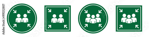 Assembly point icon. Emergency evacuation assembly icon, vector illustration