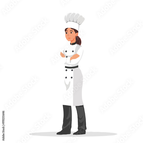 Wallpaper Mural A female chef in a simple flat illustrative style with a white background Torontodigital.ca
