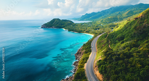 Aerial View of a Coastal Road