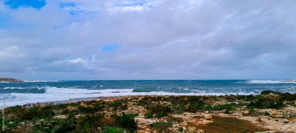 Stormy weather in Saint Paul's Bay. Malta after season. Stormy weather in Saint Paul's Bay. Malta after season.