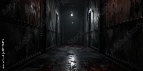 Creepy Night in the Abandoned Mansion. Horror movie background