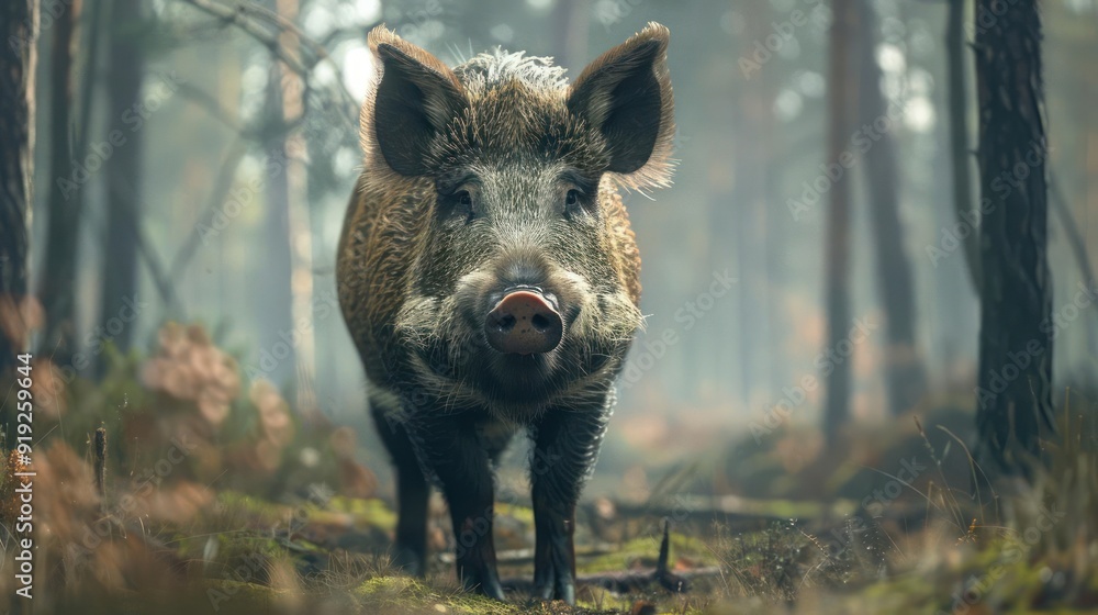 A wild boar, likely a feral pig, A wild boar, likely a feral pig,