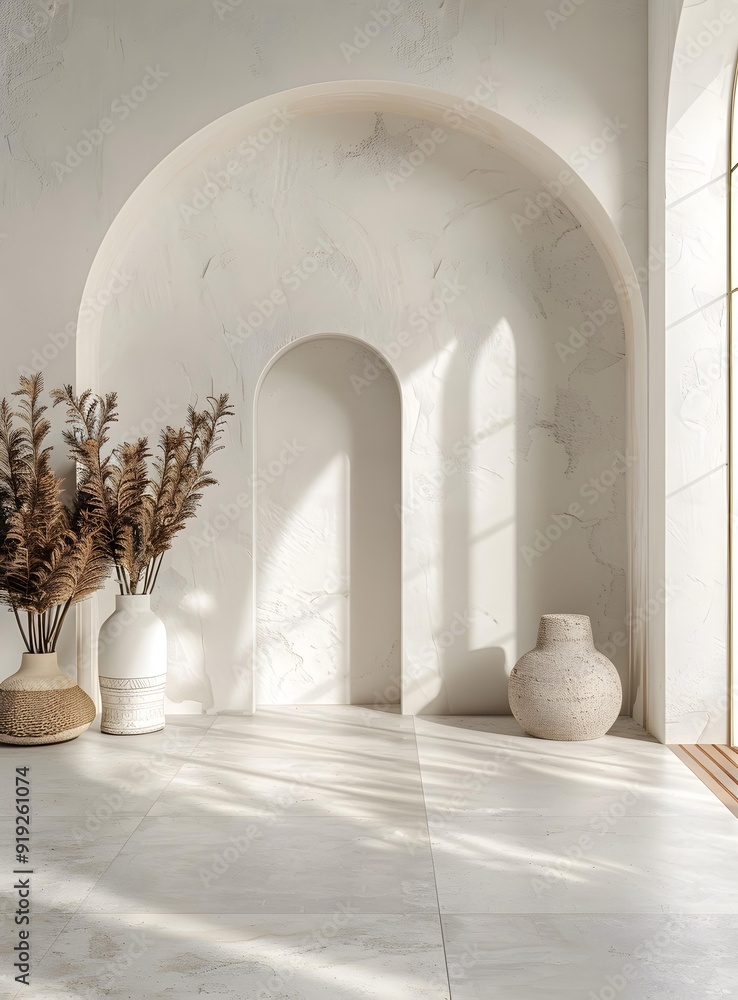 Minimalist Interior Design with Archways and Sunlight Minimalist Interior Design with Archways and Sunlight