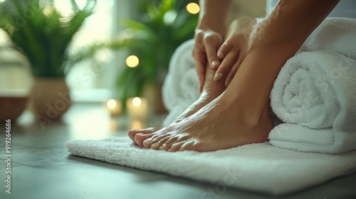 Wallpaper Mural A woman is sitting on a towel with her feet up Torontodigital.ca