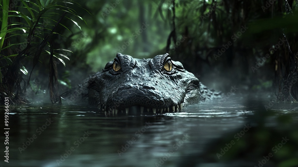 Hyper-Realistic Crocodile Lurking in the Water - Stunning AI Art Hyper-Realistic Crocodile Lurking in the Water - Stunning AI Art