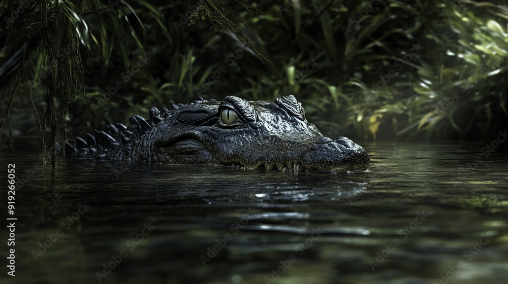Hyper-Realistic Crocodile Lurking in the Water - Stunning AI Image Hyper-Realistic Crocodile Lurking in the Water - Stunning AI Image