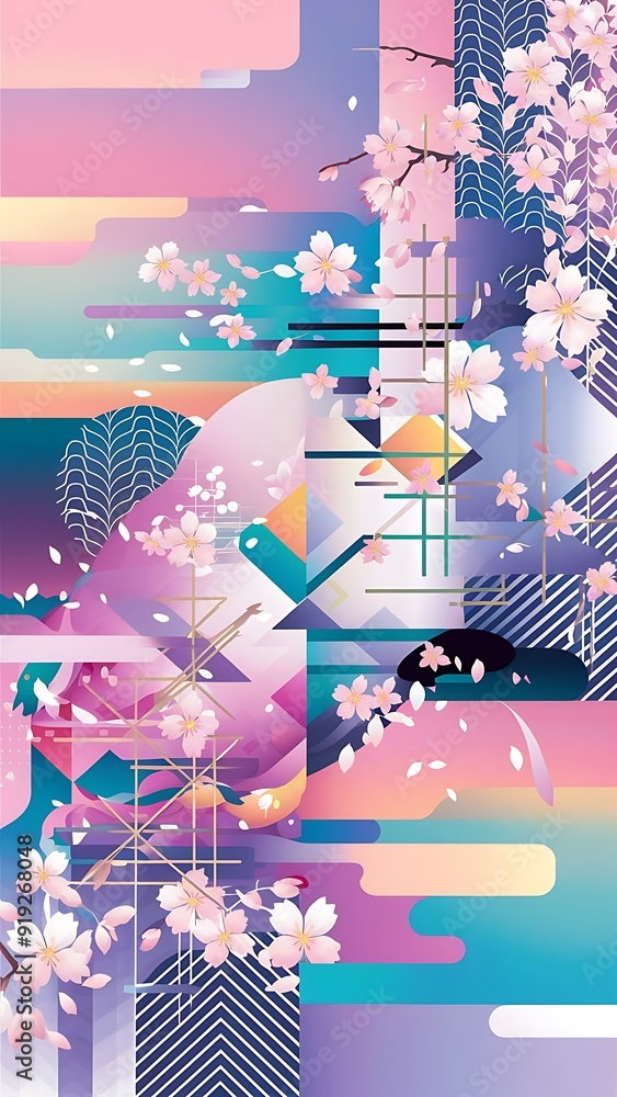 Obraz premium abstract Japanese design with pastel colors
