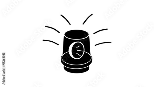 Rotating Warning Light, black isolated silhouette