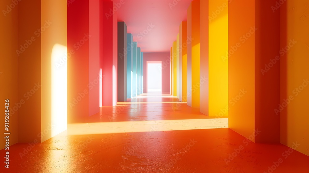 Abstract Colorful Hallway With Bright Light Abstract Colorful Hallway With Bright Light