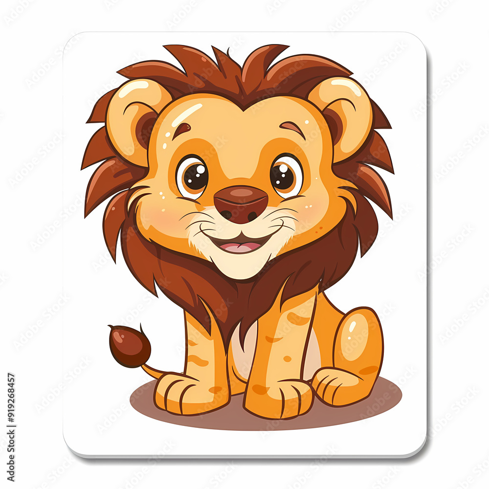 Cute Lion cartoon on a White Canvas Sticker,vector image Cute Lion cartoon on a White Canvas Sticker,vector image