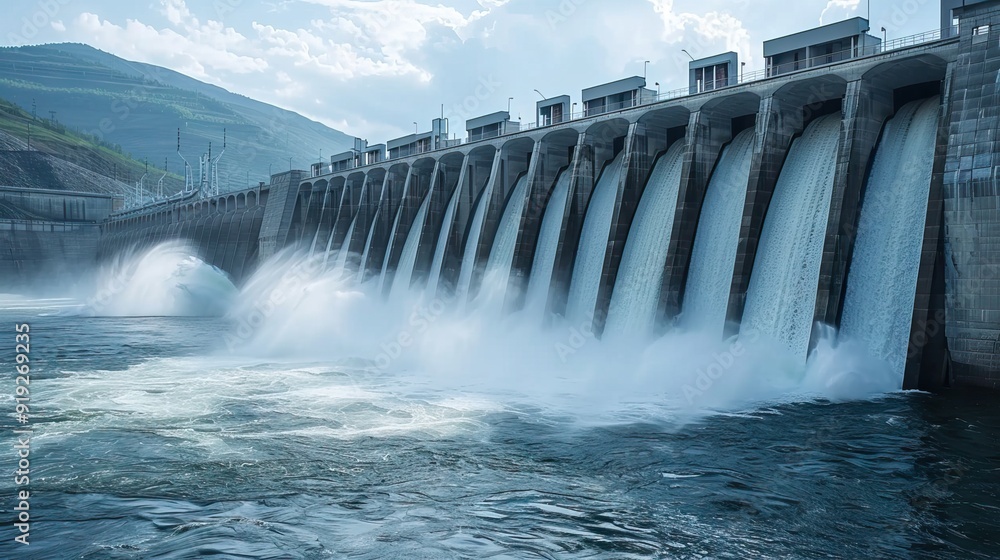 Image of water flowing from the lake. AI generated illustration Image of water flowing from the lake. AI generated illustration