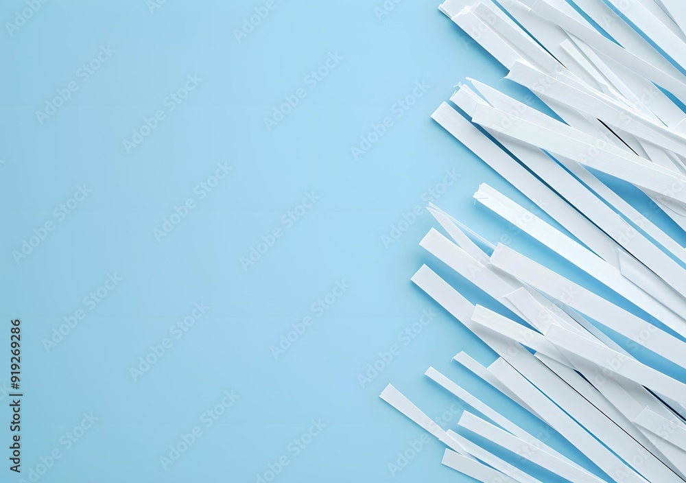 White Paper Strips on Blue Background
