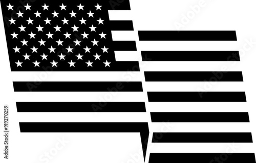 American flag sign. Silhouette icon.