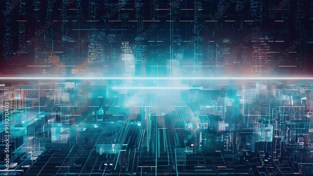 Abstract Digital Landscape with Glowing Lines Abstract Digital Landscape with Glowing Lines