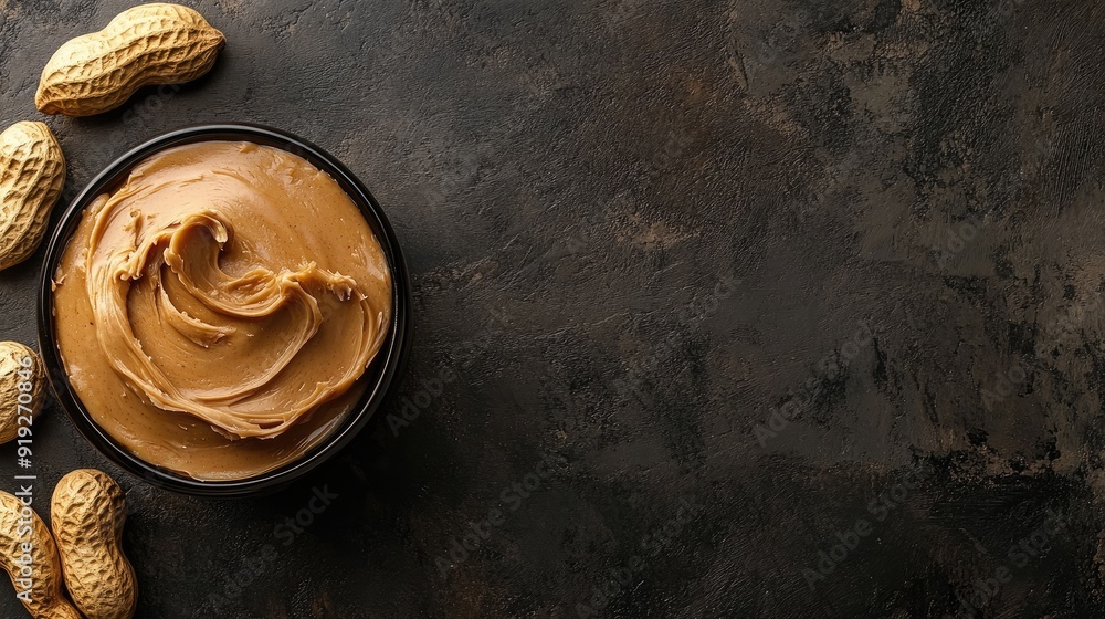 Peanut butter photo background with copy space, peanuts, Generative Ai Peanut butter photo background with copy space, peanuts, Generative Ai