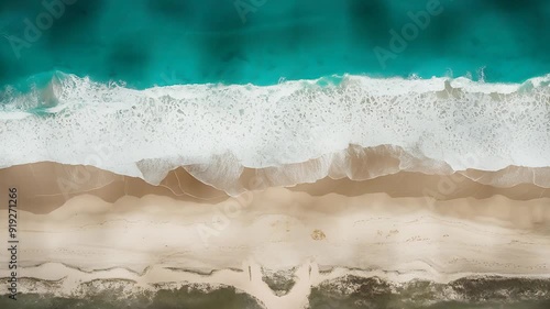 beautiful tropical sea and sandy beach. Abstract background simple animation for summer vacation, sea against the blue sky, with copy space 