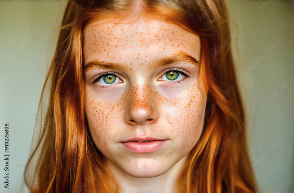 portrait of a teenage girl with red hair, freckles and green eyes. close-up. the concept of natural female beauty portrait of a teenage girl with red hair, freckles and green eyes. close-up. the concept of natural female beauty