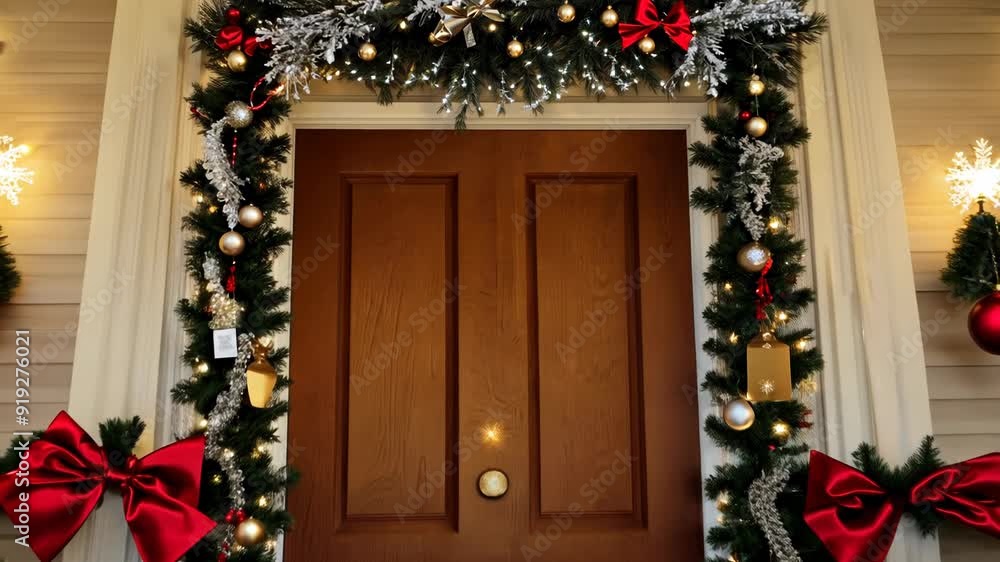 Elegant Christmas Porch with Wreaths and Garlands Elegant Christmas Porch with Wreaths and Garlands