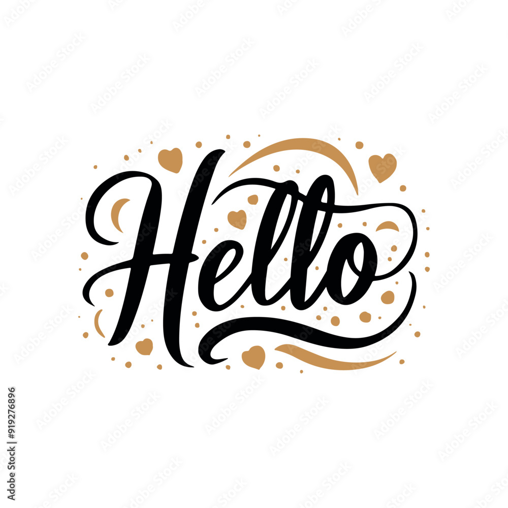 Hello vector calligraphy design, hello typography design, vector illustration, lettering phrase hello Hello vector calligraphy design, hello typography design, vector illustration, lettering phrase hello
