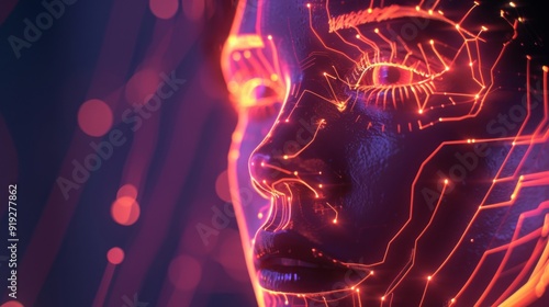 Artificial intelligence concept with a glowing digital face and circuit lines, representing advanced machine learning and intelligent systems.