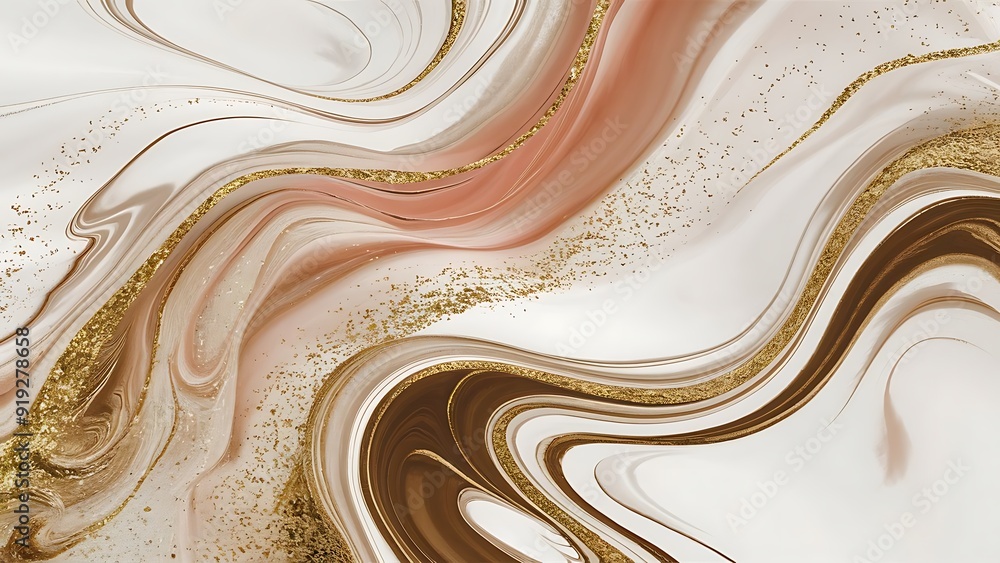 Beautiful White and Pastel Paint Swirls with Gold Glitter. Elegant Marbling Wallpaper Beautiful White and Pastel Paint Swirls with Gold Glitter. Elegant Marbling Wallpaper