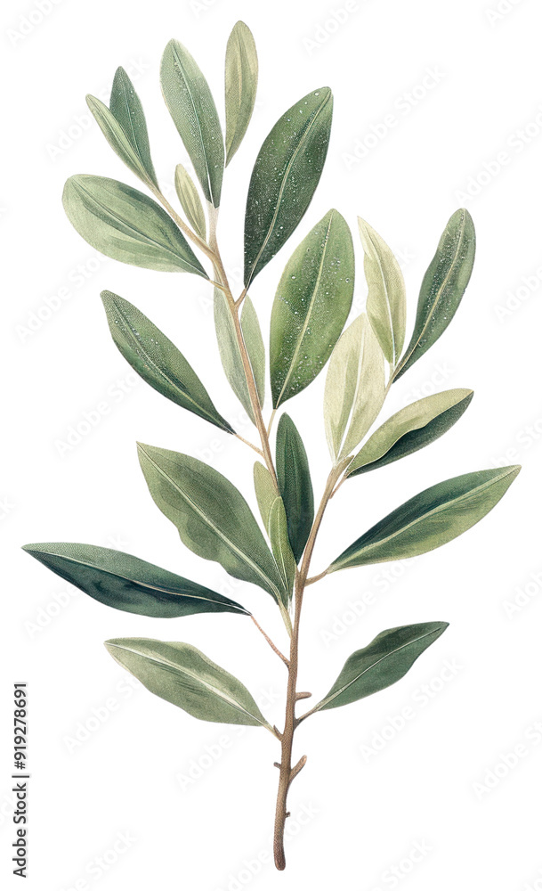 PNG Botanical watercolor green leaves illustration PNG Botanical watercolor green leaves illustration