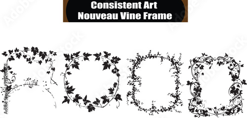 Consistent Art Nouveau Vino Frame Outline Silhouette Graphics Collection