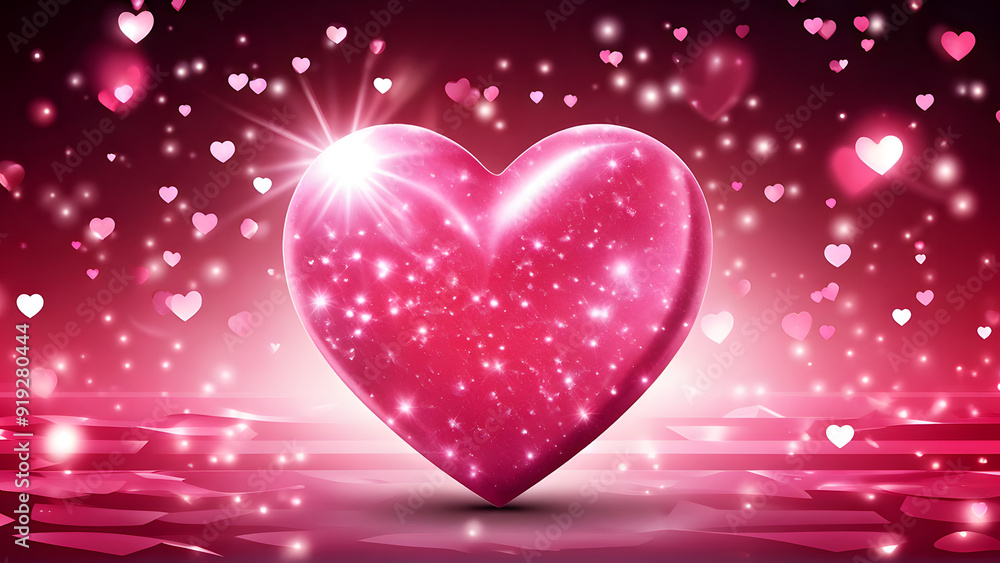 Valentine's Day Pink Love Heart Sparkling Light Effect Background, ai generative Valentine's Day Pink Love Heart Sparkling Light Effect Background, ai generative