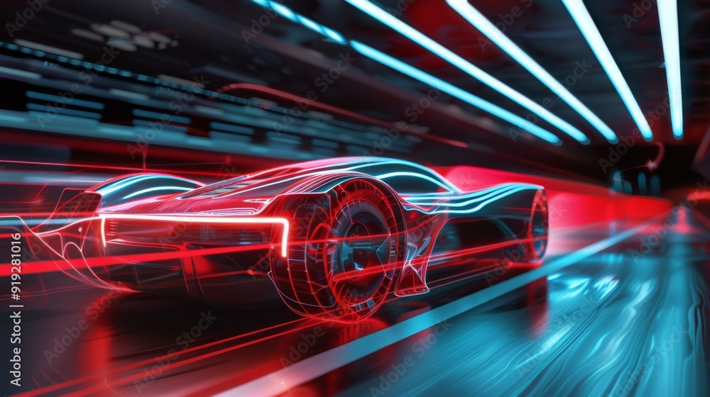 Conceptual image of aerodynamics engineering with wind tunnel designs and flow patterns, showcasing advancements in vehicle performance. Conceptual image of aerodynamics engineering with wind tunnel designs and flow patterns, showcasing advancements in vehicle performance.