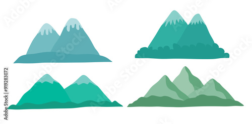 Cute mountain vector set cute cartoon style.