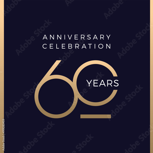 Sixty years celebration event. 60 years anniversary sign. Vector design template.

