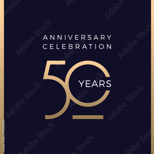Fifty years celebration event. 50 years anniversary sign. Vector design template.
