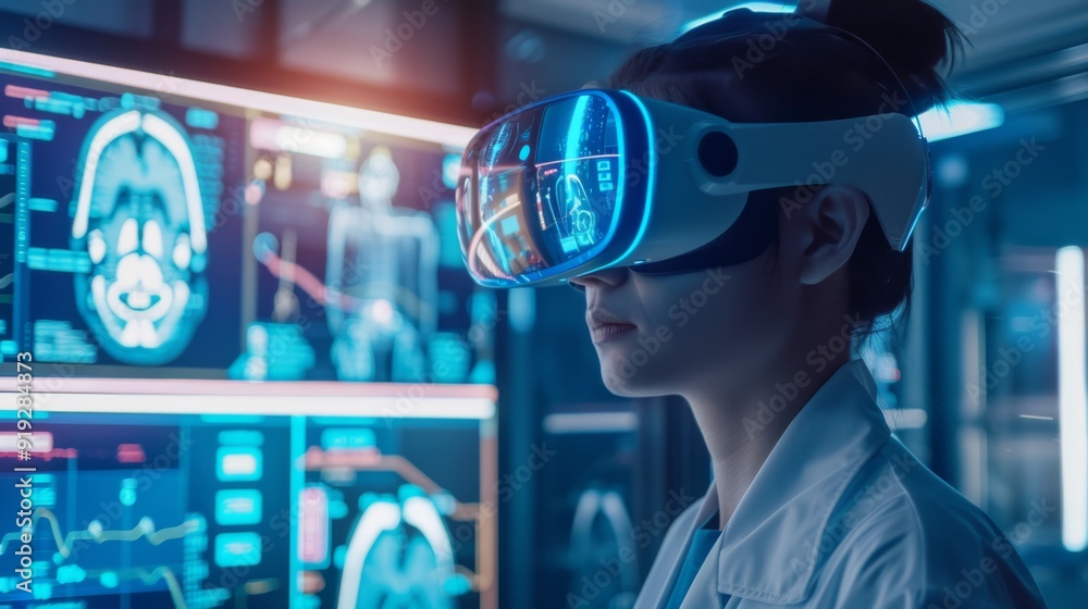 Image of a futuristic medical simulation platform with virtual reality and interactive design, illustrating advancements in training and education. Image of a futuristic medical simulation platform with virtual reality and interactive design, illustrating advancements in training and education.