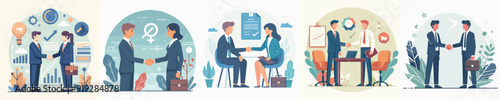 vector set of business people shaking hands