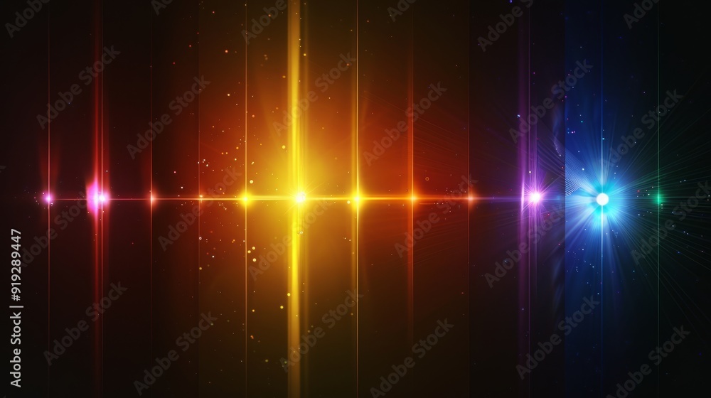 Colorful spectrum of light trails against a dark background for a digital design concept Colorful spectrum of light trails against a dark background for a digital design concept