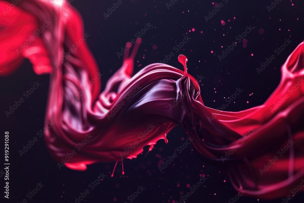 A close-up shot of a red liquid swirling on a black background A close-up shot of a red liquid swirling on a black background