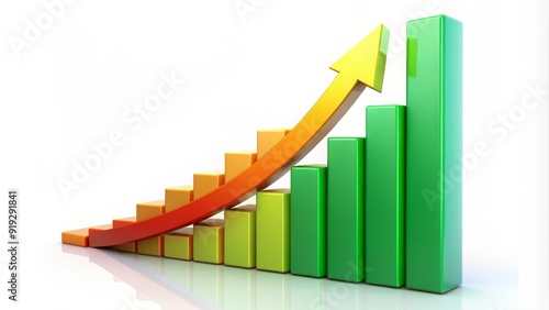 Free Download Colorful graph with a bold green arrow pointing upwards, indicating significant growth and progress in business, finance, or economy, on a white background. - GFXLoad