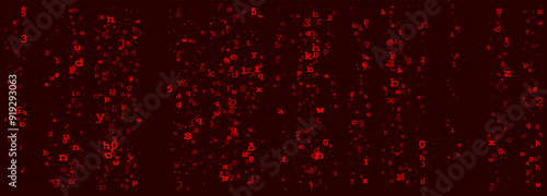 Digital Binary Code on Dark Red Background. Data Breach