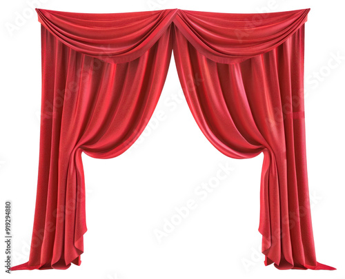 PNG Elegant red theater curtains draped