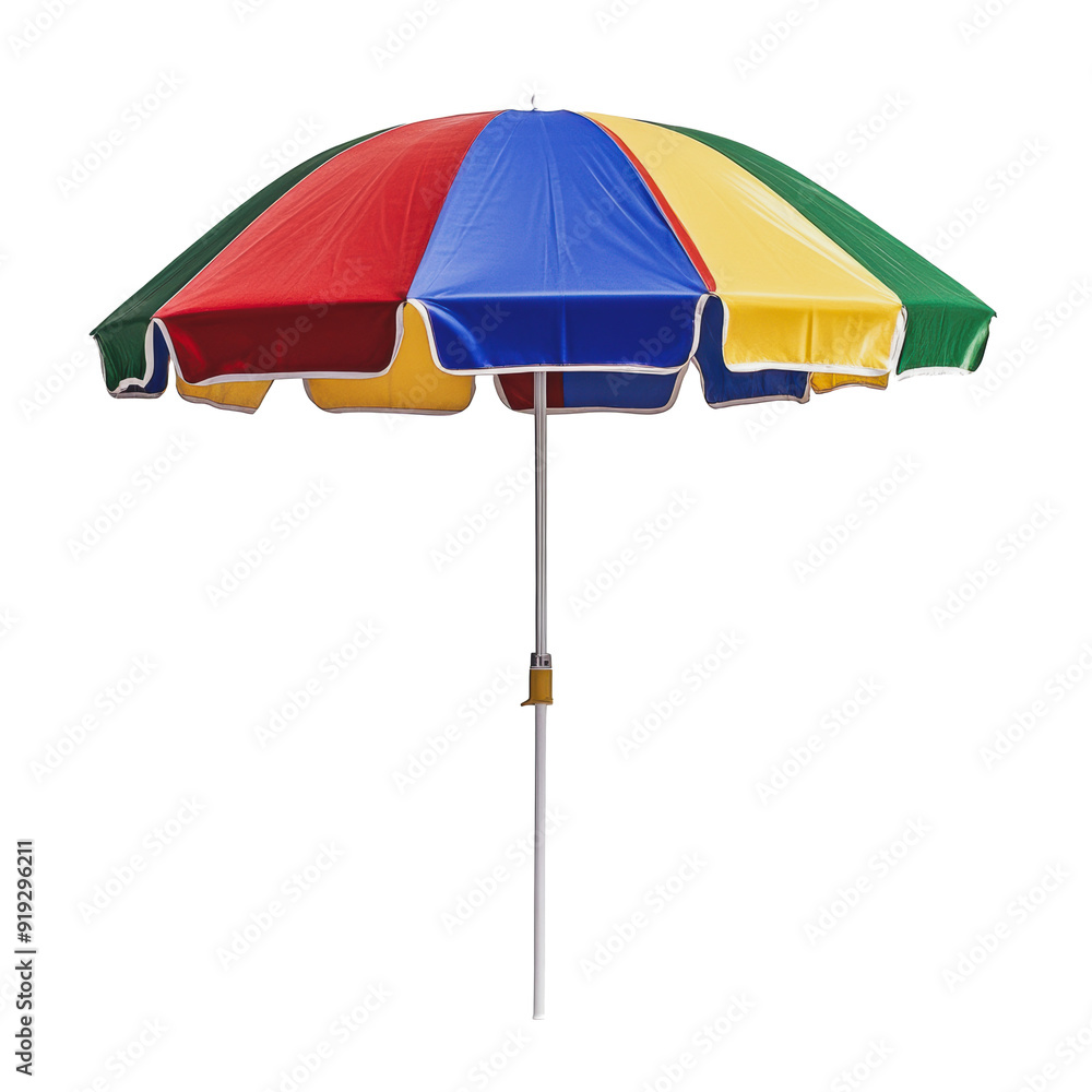 Obraz premium PNG Colorful beach umbrella by the shore