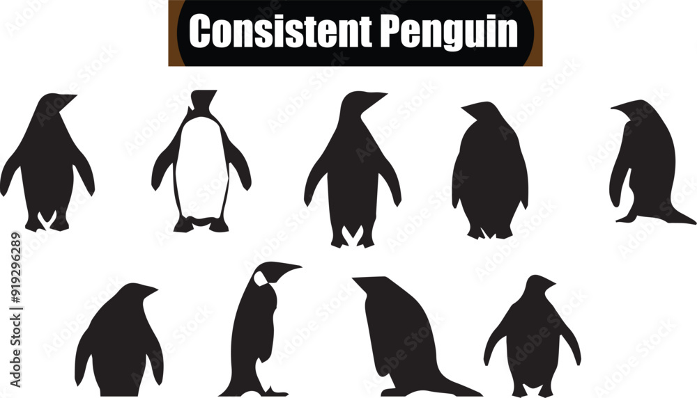 Obraz premium Penguin Elegant Silhouette Vector Illustrations