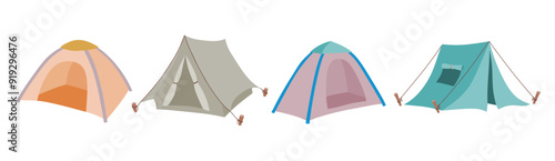 Camping travel tent vector cartoon style.