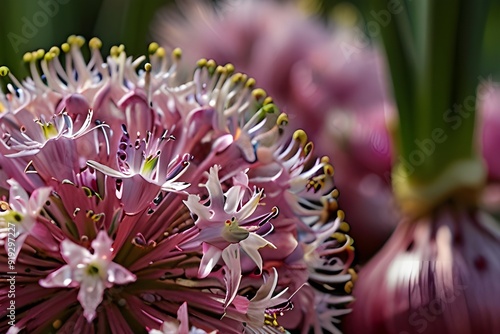 Flowering Onion Generative AI photo