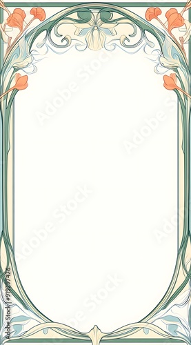 Art Nouveau floral frame border with empty space for text.