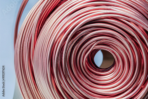 A coil of copper wire on a white background photo