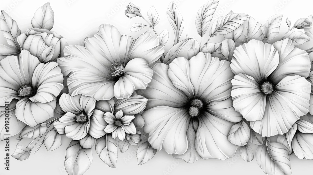 Pencil Sketch of Delicate Flowers Pencil Sketch of Delicate Flowers