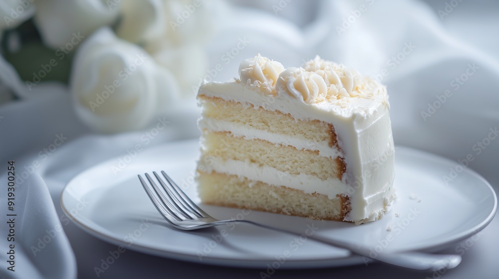 Piece of sponge cake on plate Piece of sponge cake on plate