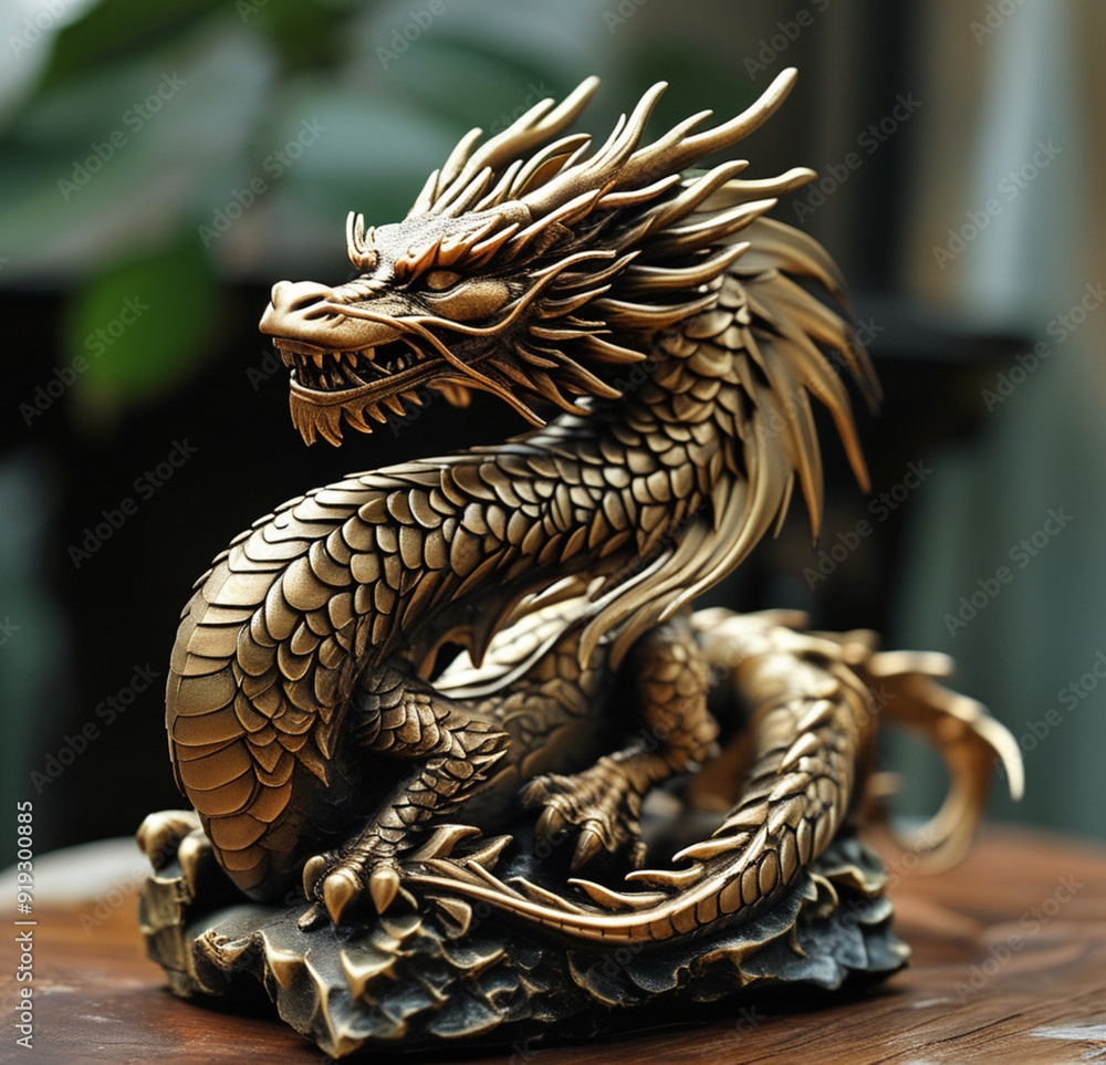 Fototapeta premium golden dragon statue