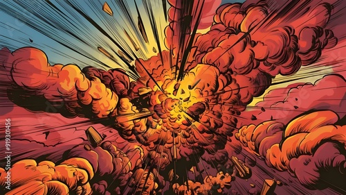 Cartoon explosion element scene background drawn by hand