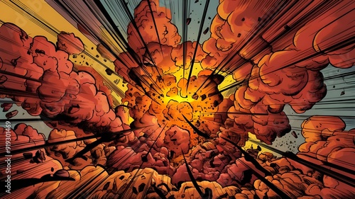 Cartoon explosion element scene background drawn by hand